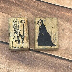 INKADINKADO 1428 POPE & 1290 NUN WOOD MOUNTED RUBBER STAMP SET OF 2